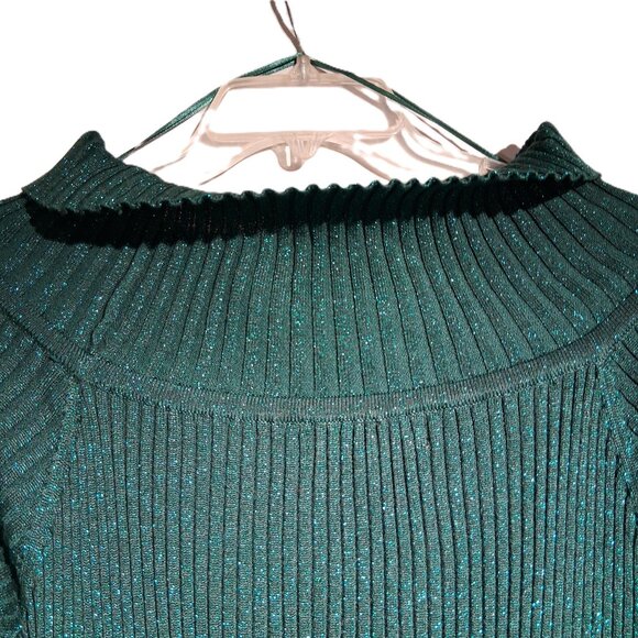 MADDEN GIRL Sweater Dress  sz  XL  Green  Metallic  Ribbed  Body-Con  NEW  Mini - Picture 11 of 11